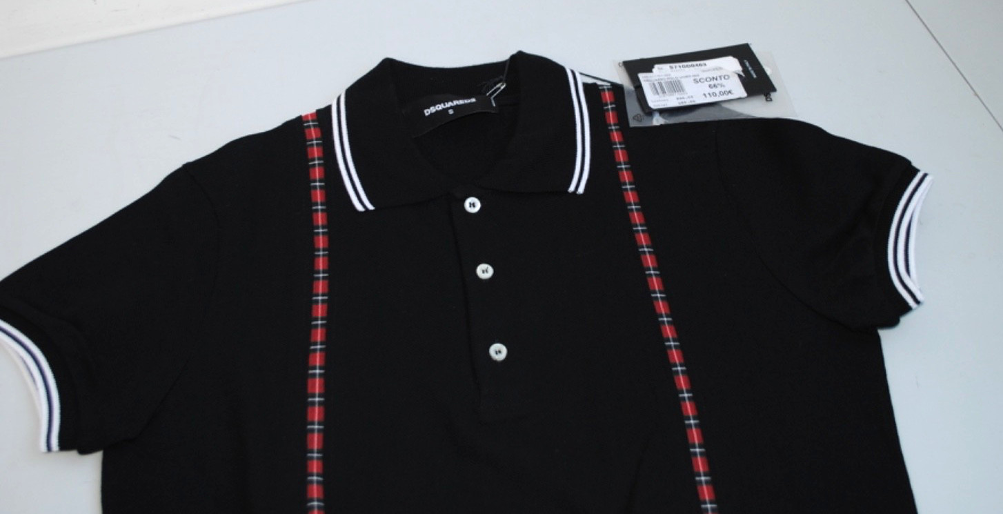 DSQUARED2 POLO M/M COTTON ELAST. 330.00 BLACK CARD SIZE S-46