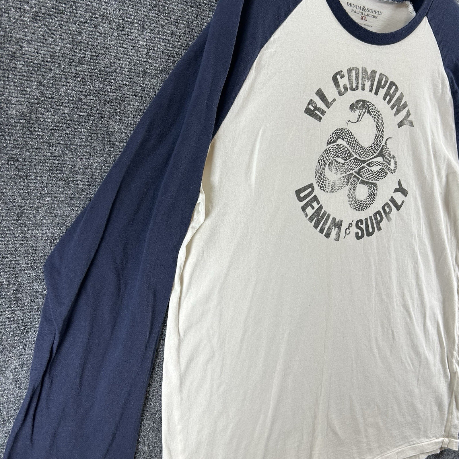 Ralph Lauren Denim & Supply Raglan Baseball Shirt Mens XL White Snakes Grunge