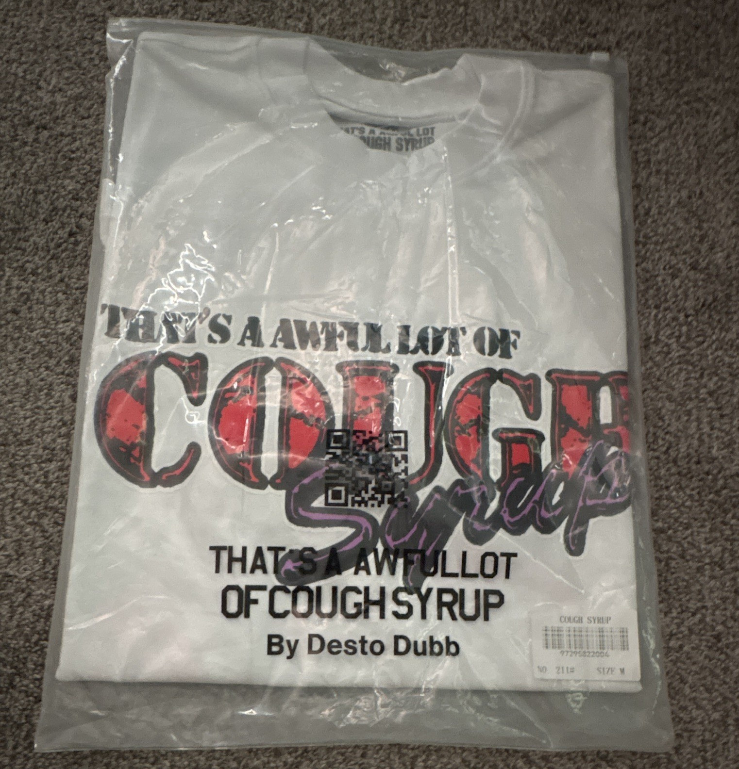 Couch Syrup Unisex M White Graphic Logo Tee Crew Neck Short Sleeve Cotton