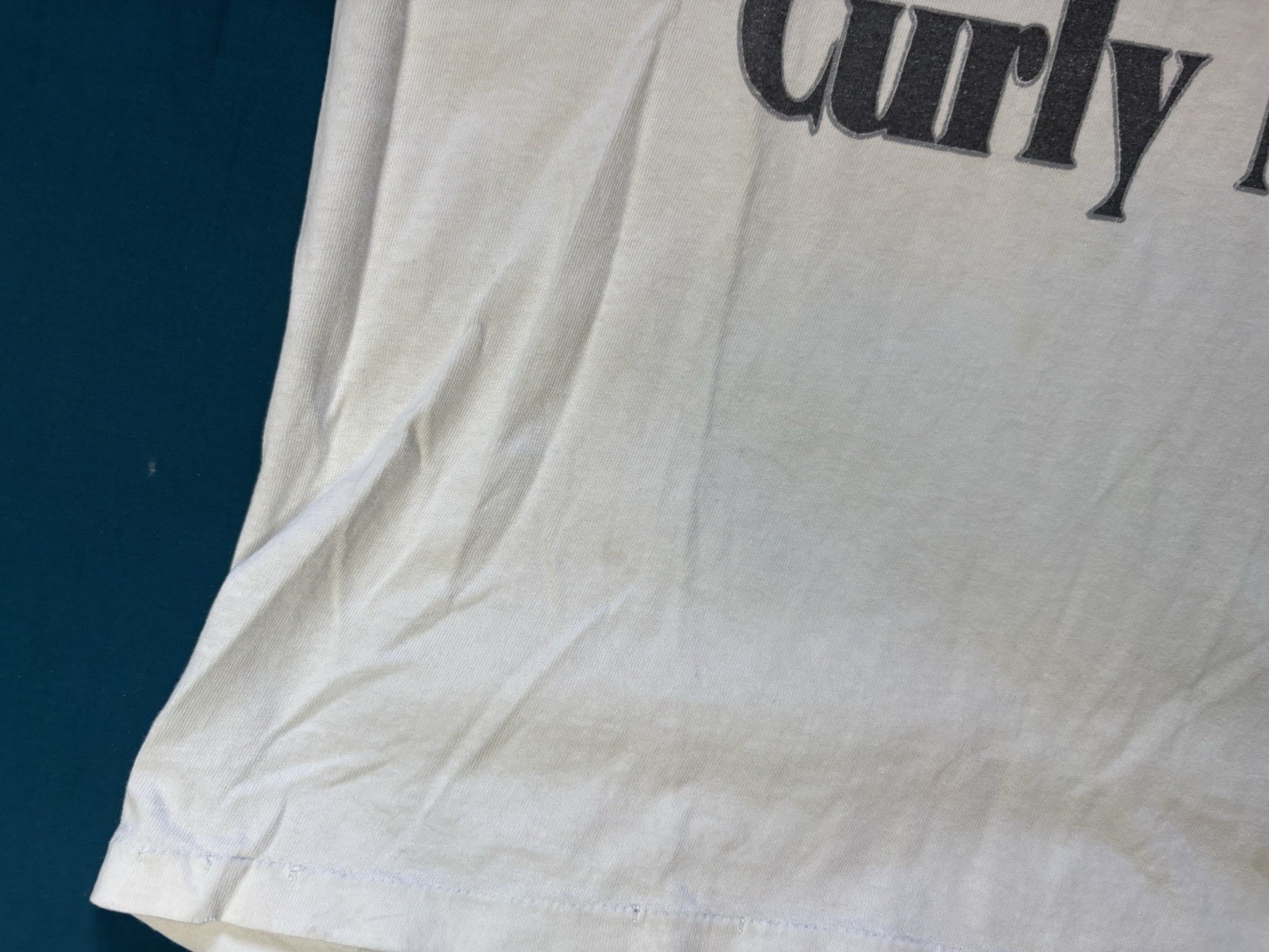 Vintage Three Stooges Shirt Mens Medium White Girly Curly Man 90s REPAIRED FLAWS