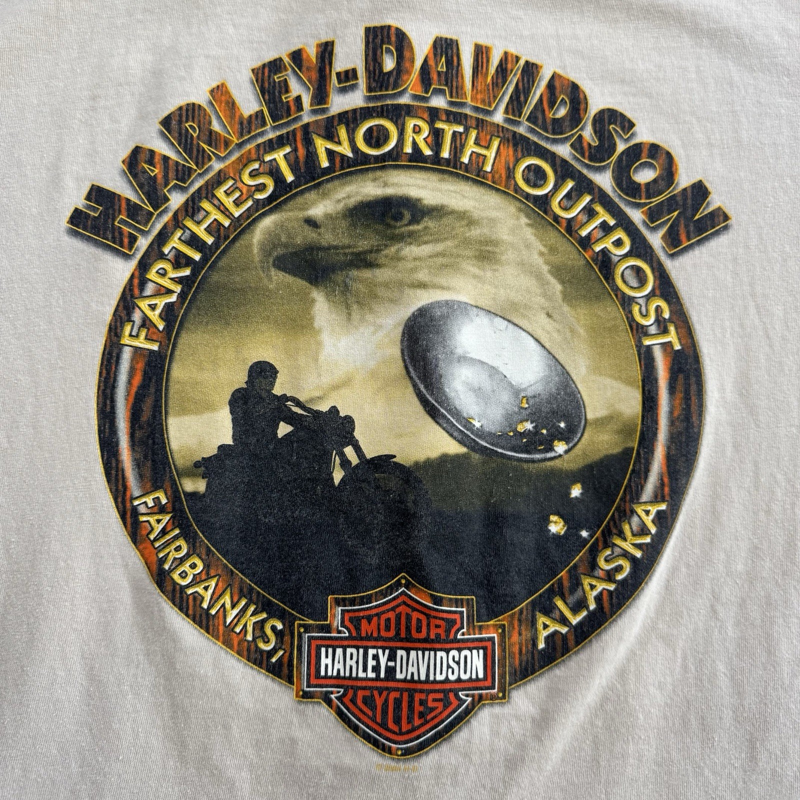 Vintage Harley Davidson T-Shirt Men’s L Farthest North Outpost Fairbanks AL 2004