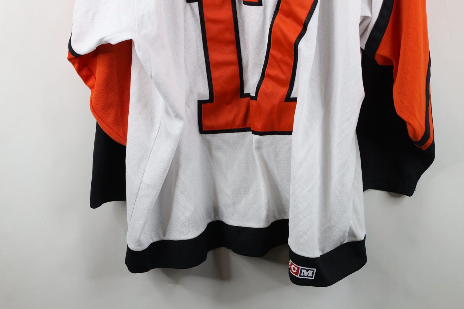 Vintage 90s CCM Mens XL Soul Patch Mesh Hockey Jersey Orange White Polyester