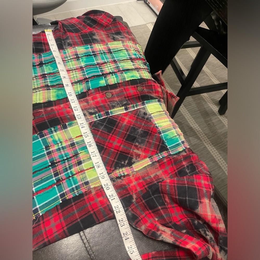 Valabasas v bleached patchwork men flannel shirt Sz L