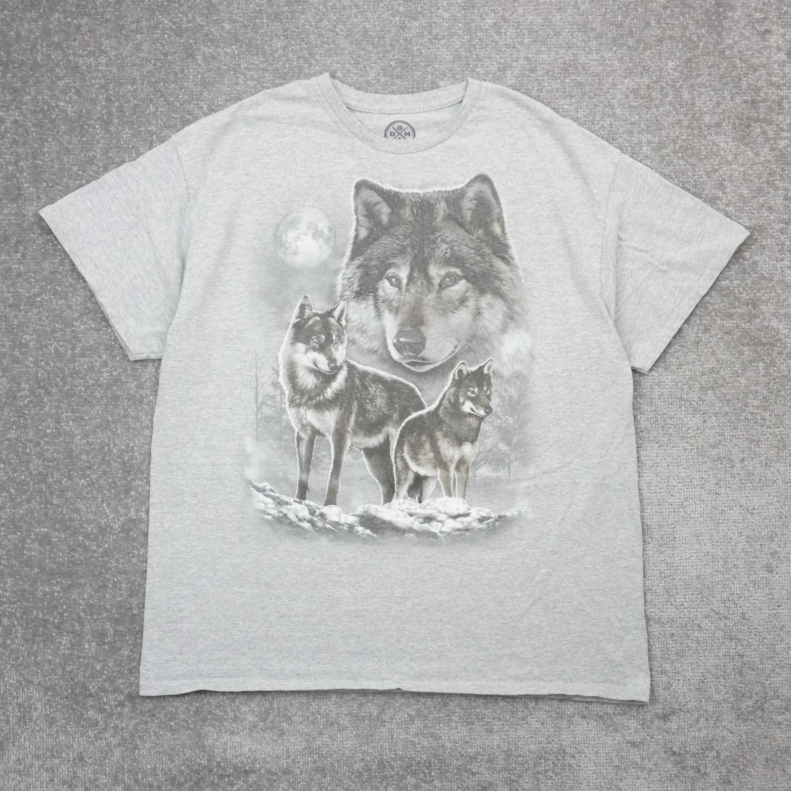 DOM Wolves Moon Nature Mens XL Gray Short Sleeve T-Shirt