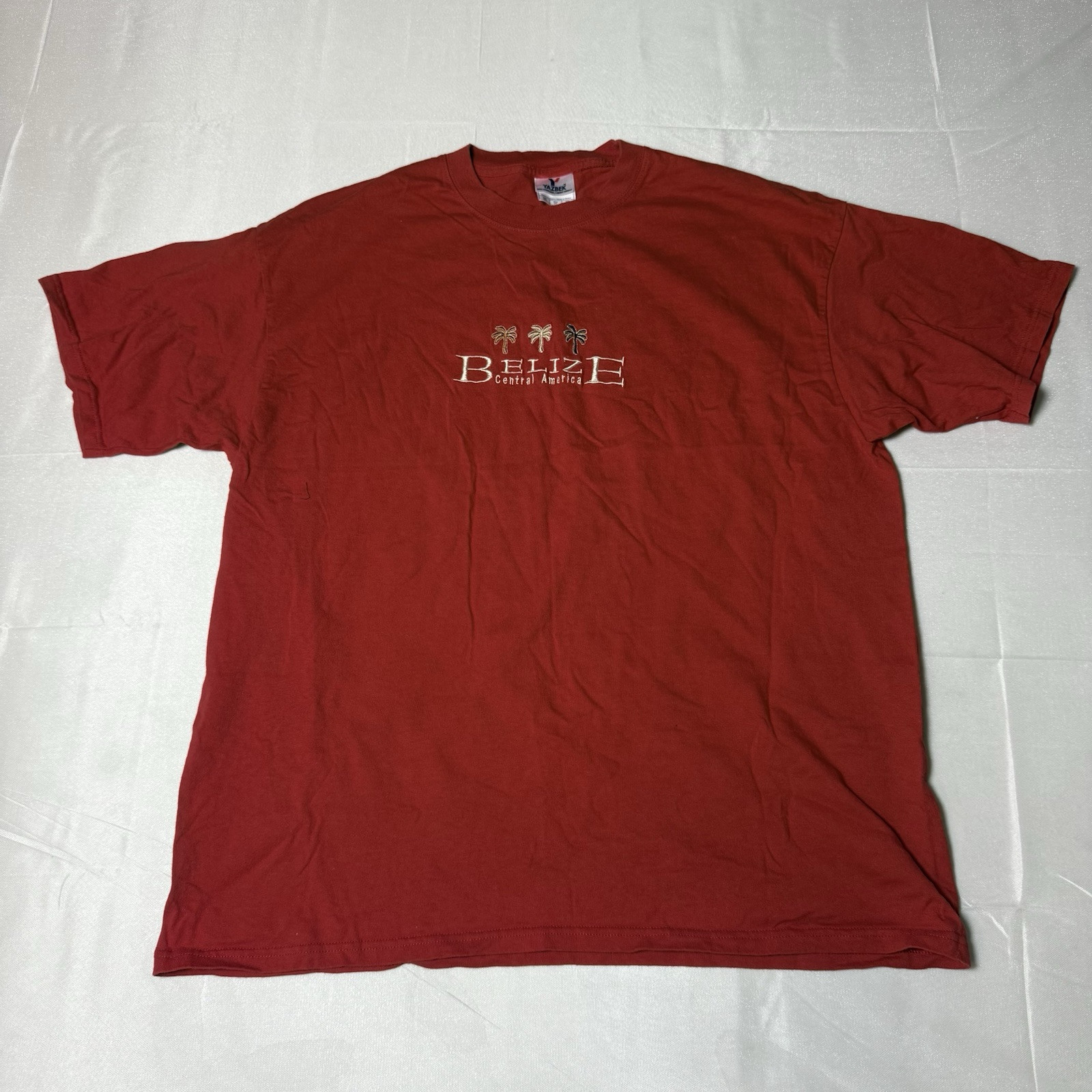 Yazbek Belize Stitched Red T Shirt Men&rsquo;s 2XL XXL 100% Cotton