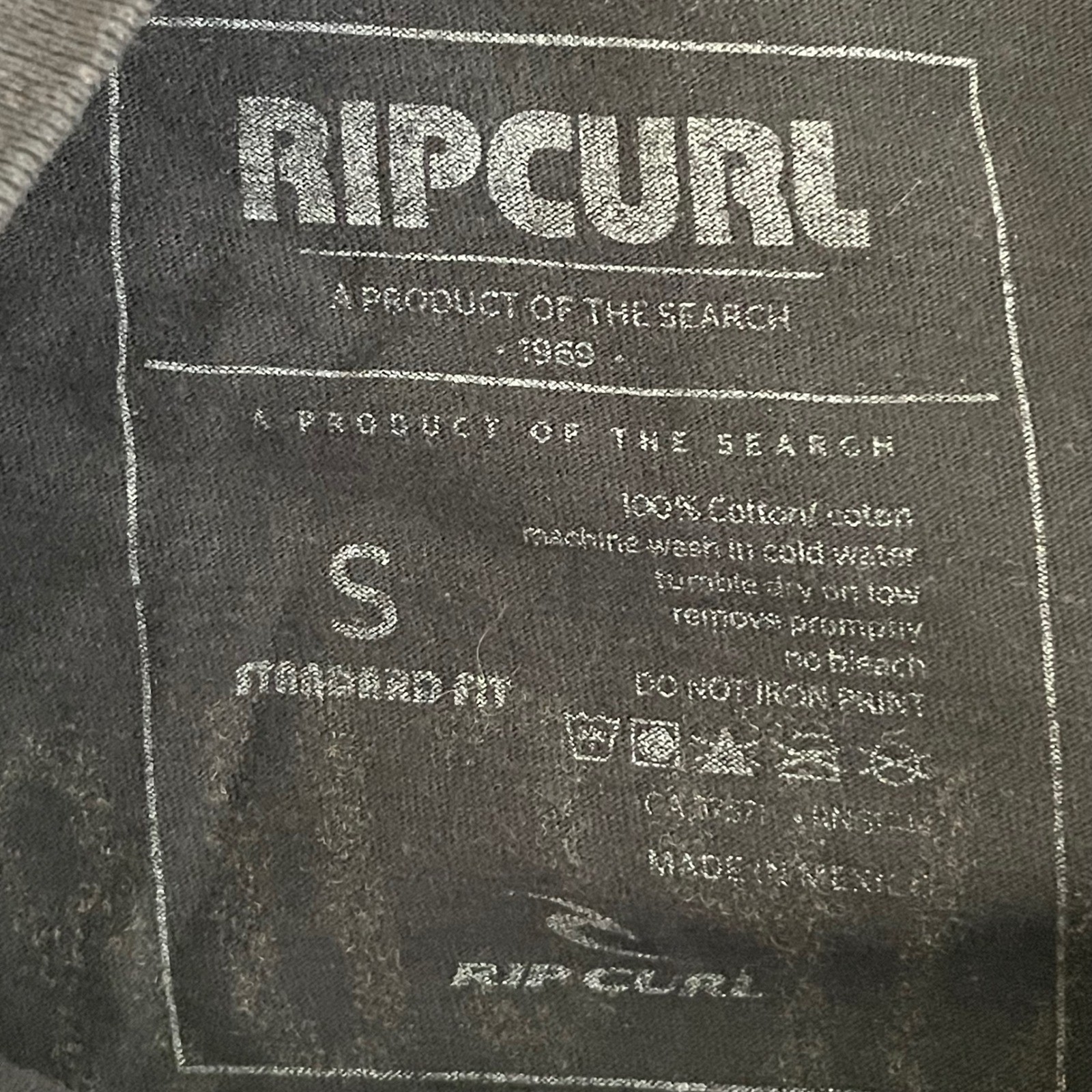 Rip Curl Mens T Shirt Black Pocket Tee Surfing Graphic Print Size S