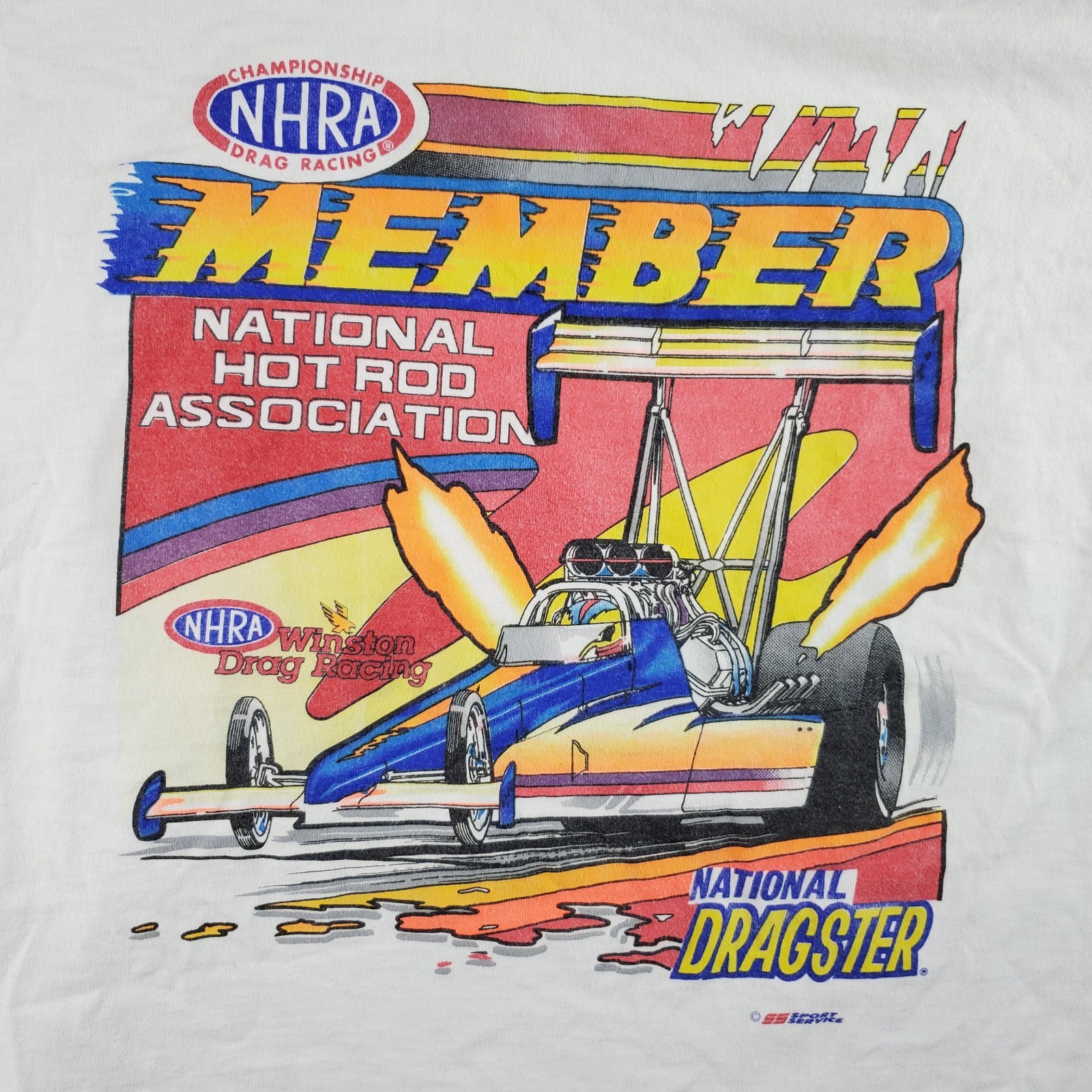 Sport Service Shirt Mens XL NHRA Drag Racing Member 95 USA Single Stitch Vintage