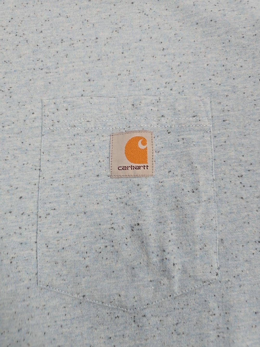 CARHARTT Short Sleeve Loose Fit T-Shirt Blue Flecked Patch Pocket Men&rsquo;s Large