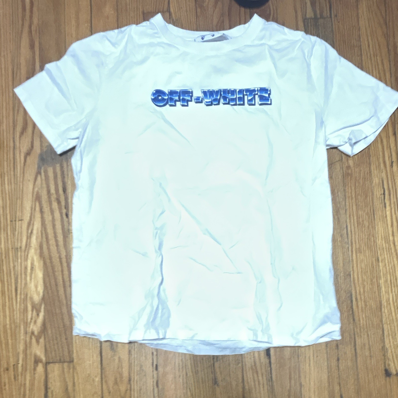 Off-White Men&rsquo;s White Crew Neck Short Sleeve Logo Graphic T-Shirt Size L
