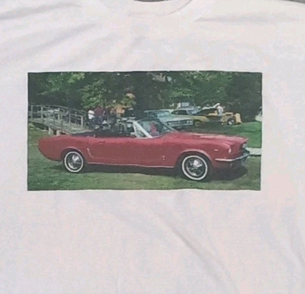 Vintage Ford Mustang Graphic T-shirt Red Convertible 1965 Car Show Mens XL