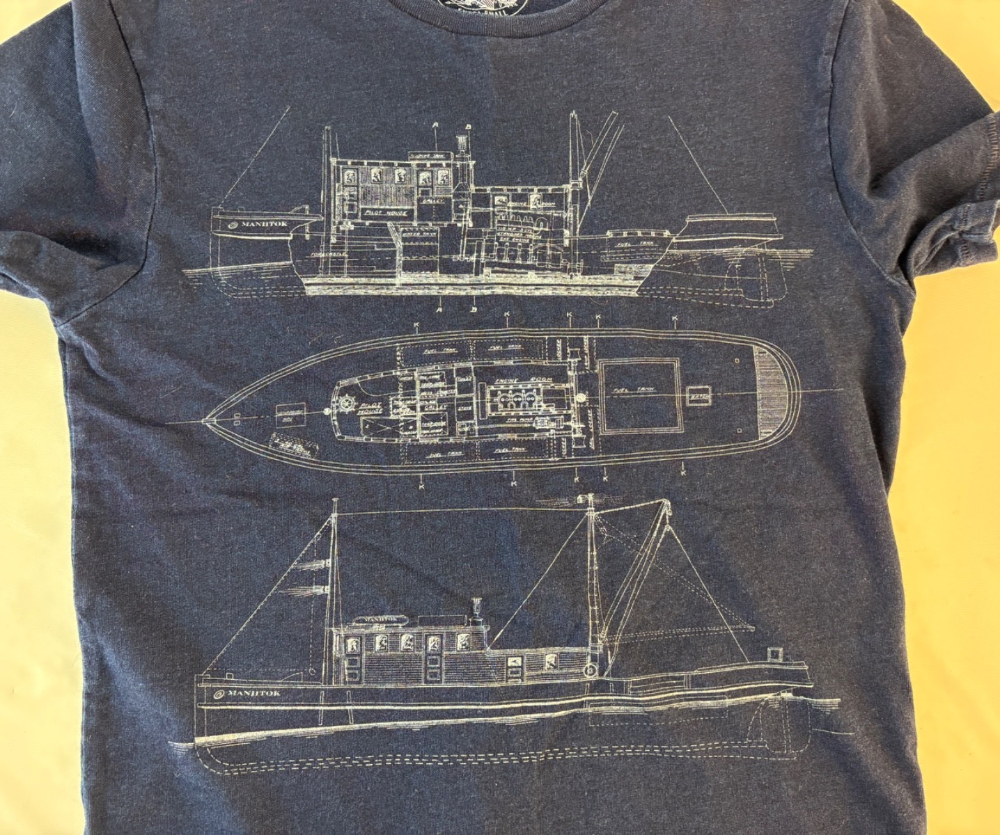 J.Crew Wallace & Barnes Indigo-dyed graphic T-shirt Navy Size XS G2573