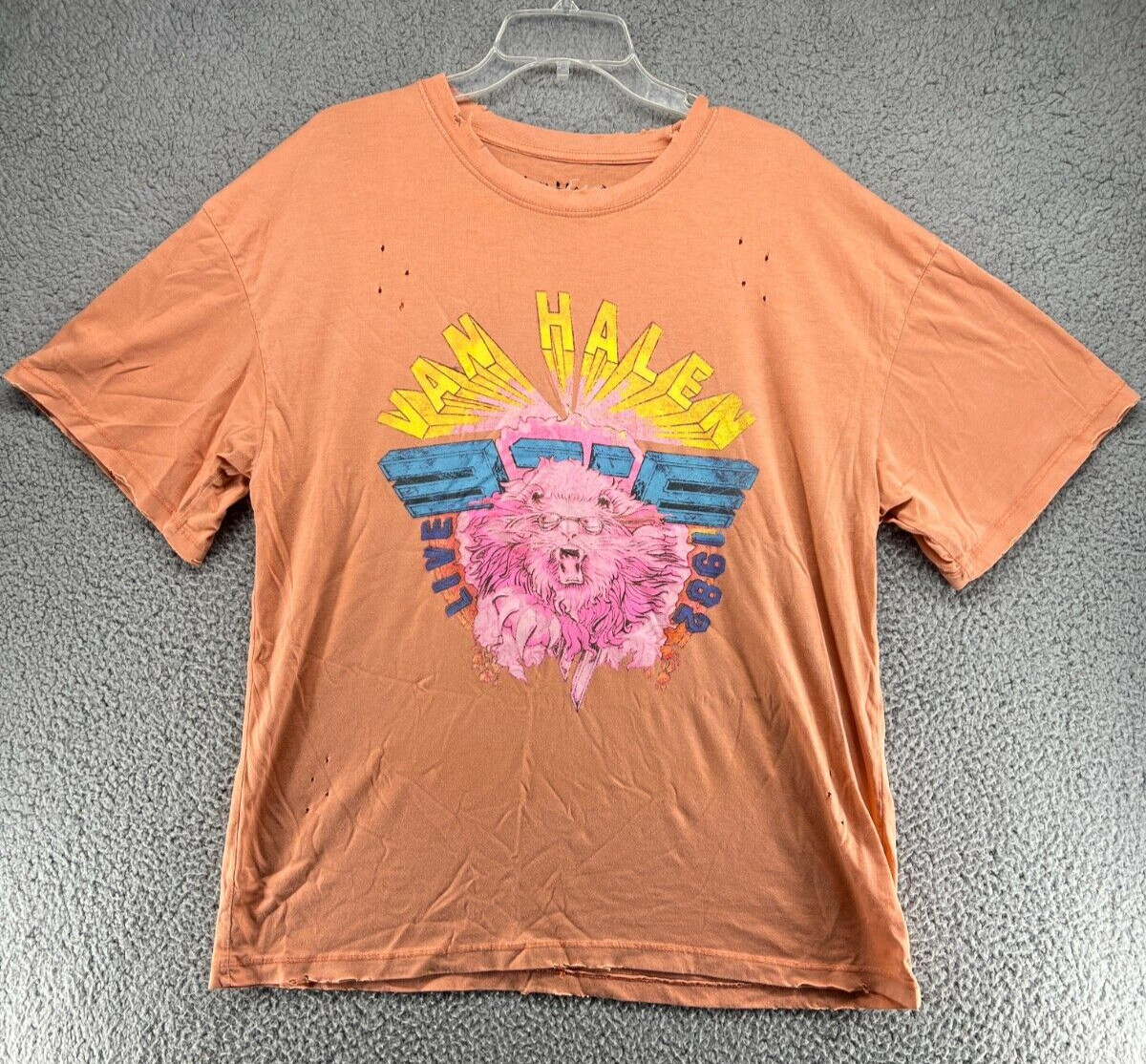 Van Halen Live 1982 Tour Tee Mens L Distressed Band T-Shirt Concert Vintage Look