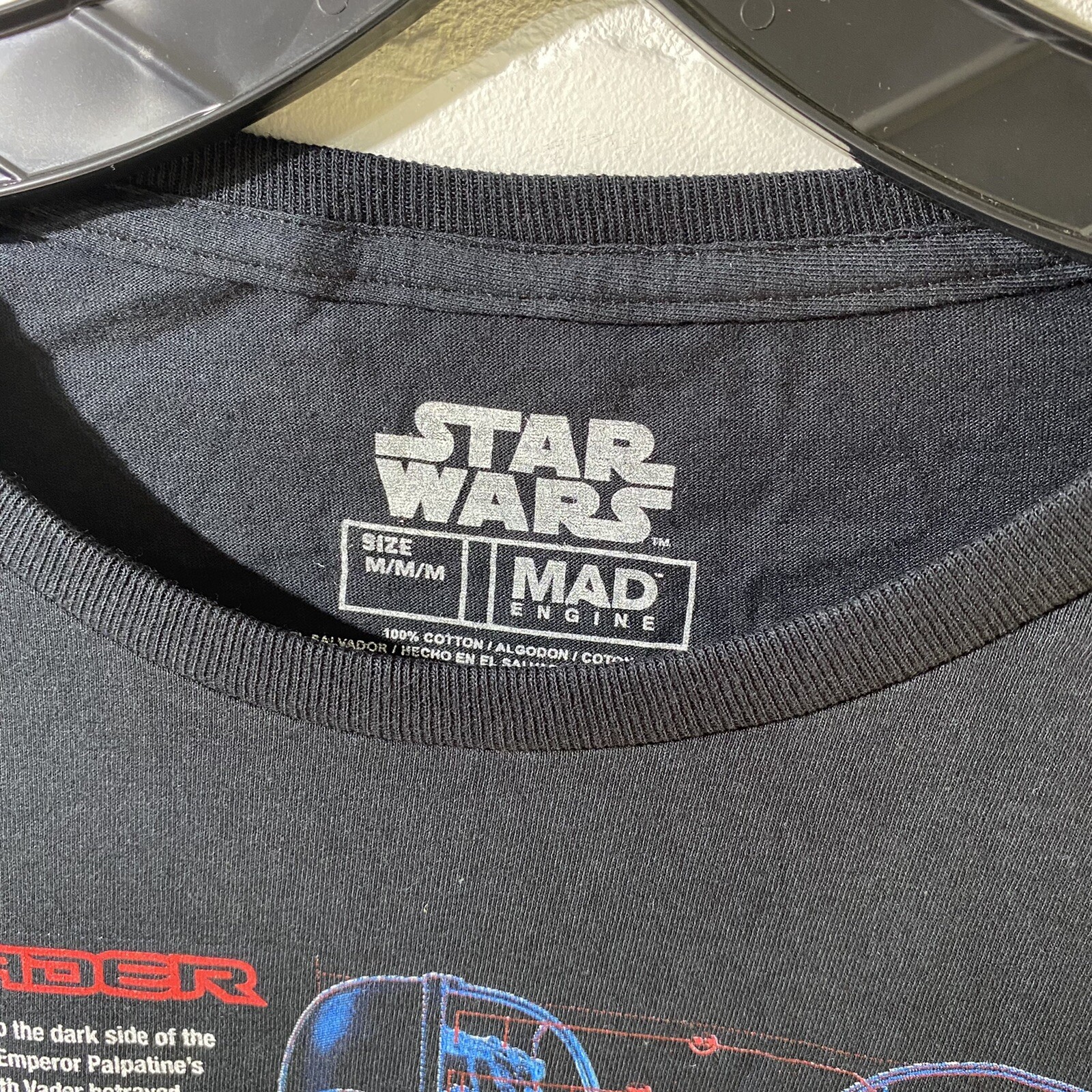 NEW – Mad Engine Darth Vader Schematic Blueprint Graphic Tee Tshirt – MED – BLK