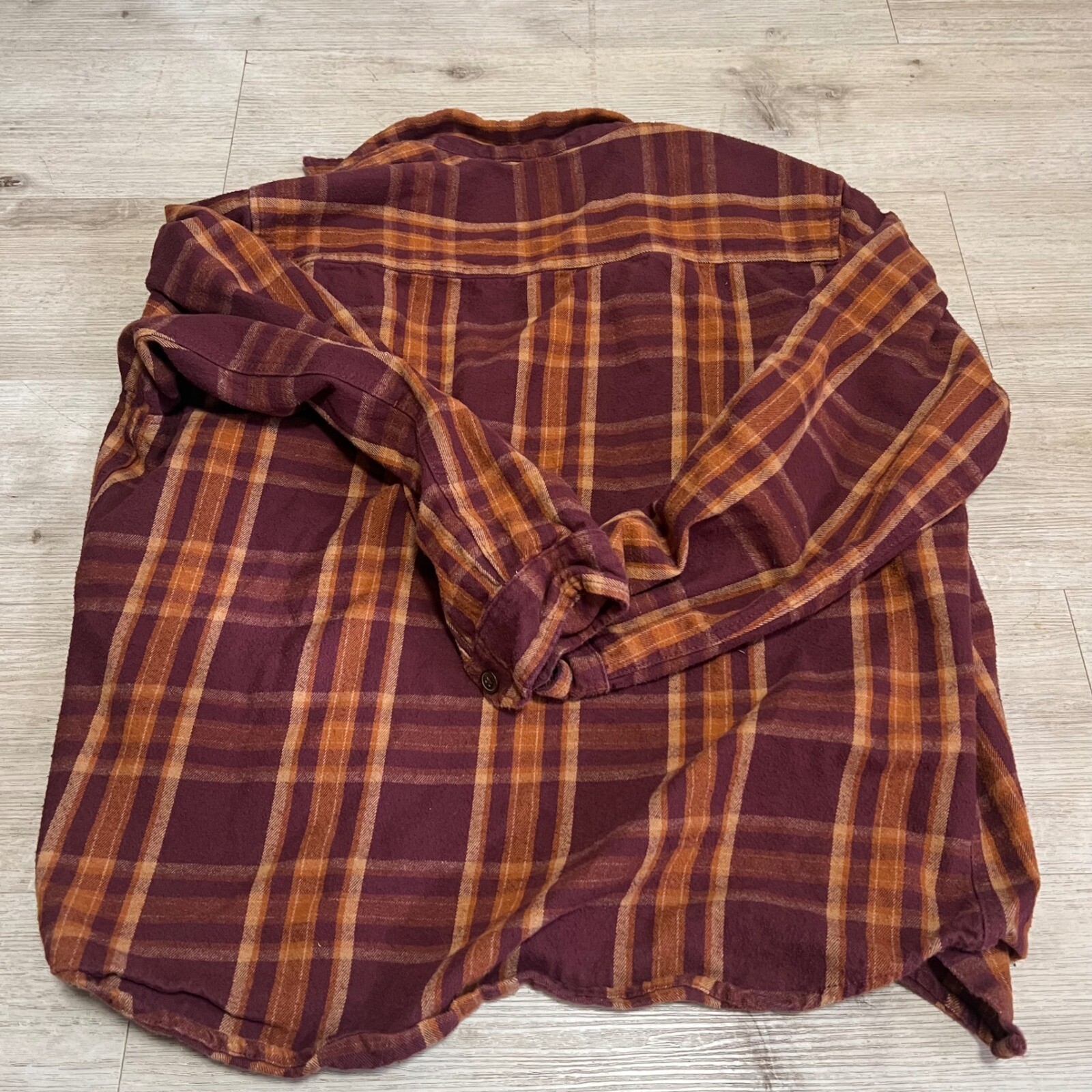 Ben Sherman Mens XL Plaid Red Orange Long Sleeve Flannel Shirt Punk Blitz GBH