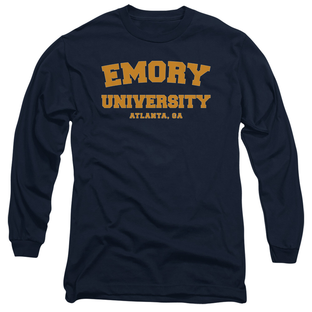 Emory University Adult Long Sleeve T-Shirt Circle Logo, Navy, S-3XL