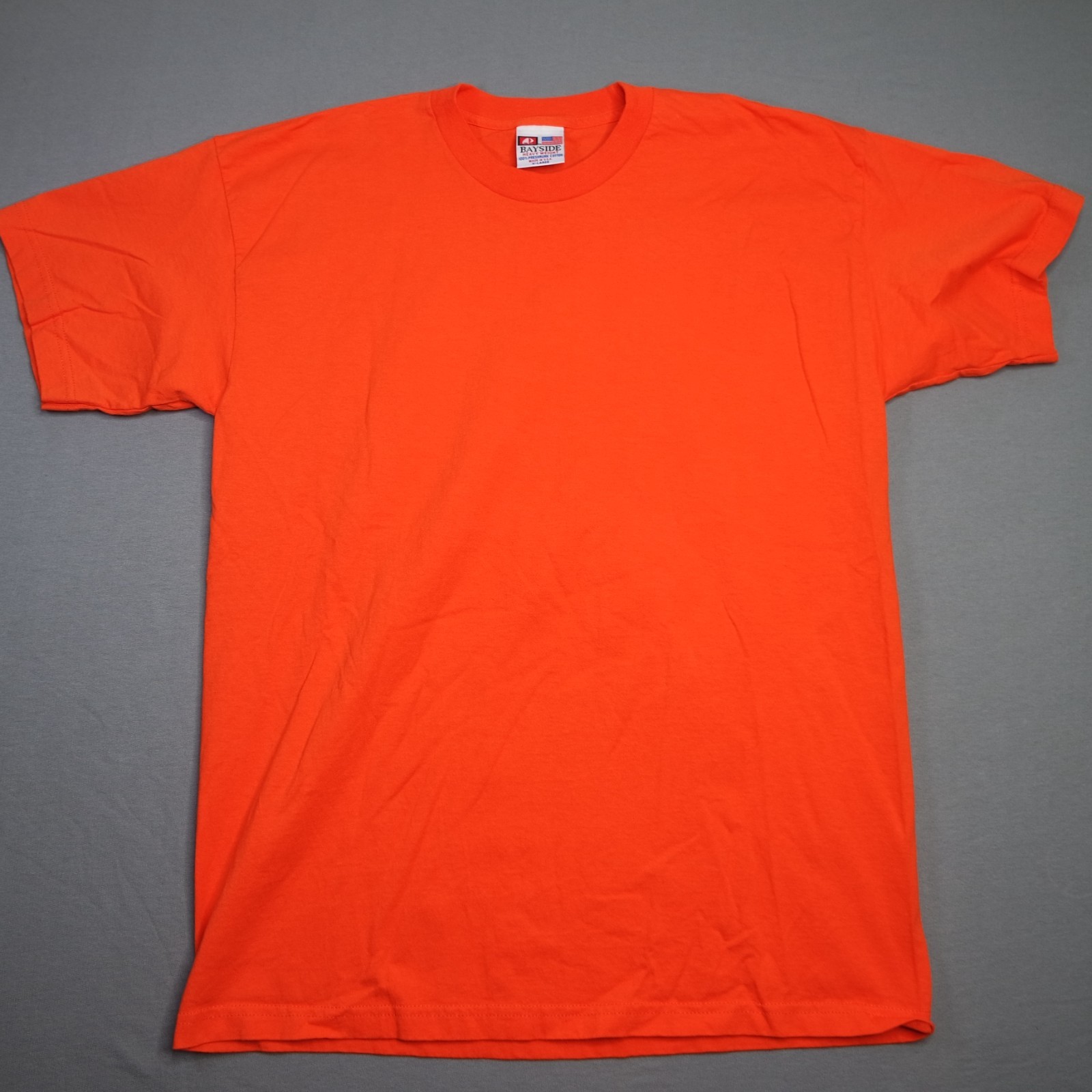 VTG Bayside T-Shirt XL Orange Blank Heavy Weight 100% Cotton Short Sleeve USA