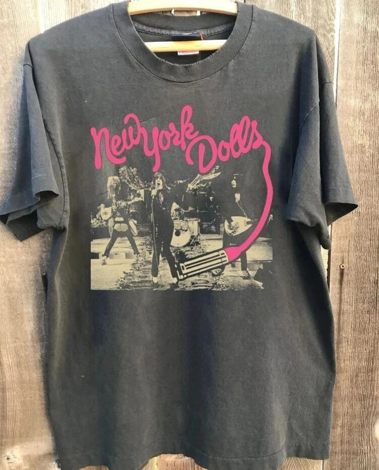 New York Dolls Vintage Glam Rock Graphic T Shirt Charcoal S-5XL