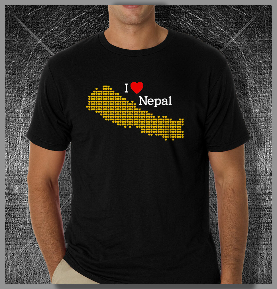 Nepal I Love Nepal Heart Map Men&rsquo;s Black T-shirt Nepalese Tee 100% cotton No.2