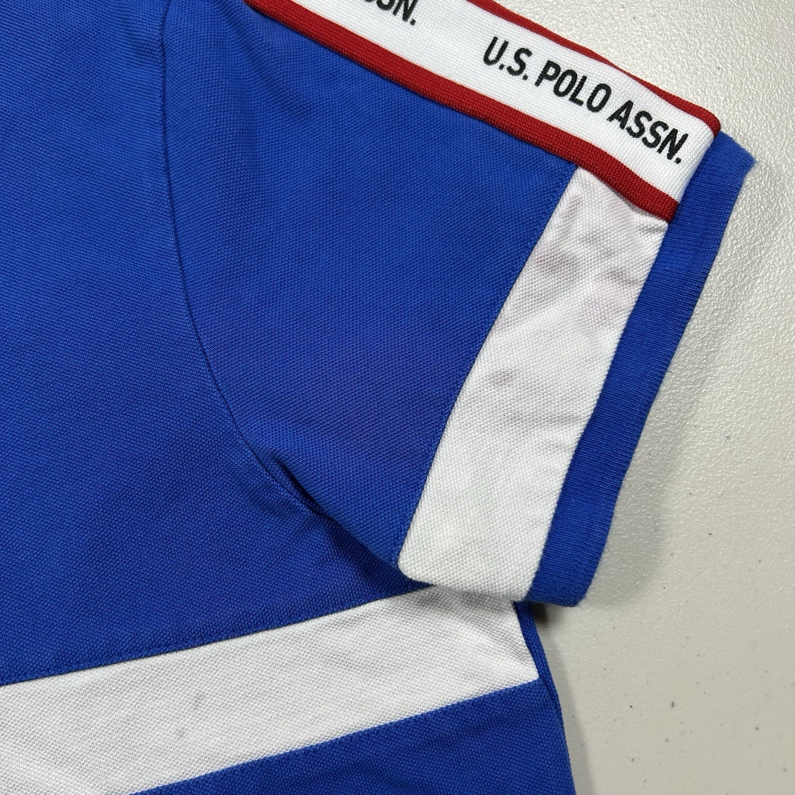 y2k US Polo Assn. USPA Blue Polo Shirt Men&rsquo;s Size L Preppy Streetwear Big Pony