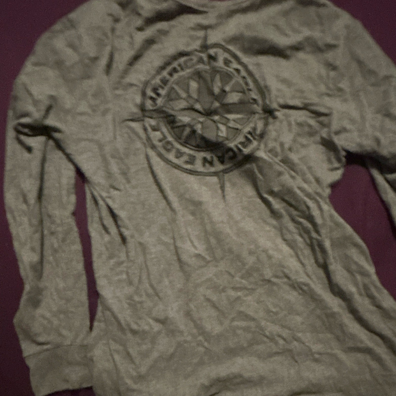 American Eagle Men&rsquo;s Gray Graphic Logo Crew Neck Long Sleeve T-Shirt Size M