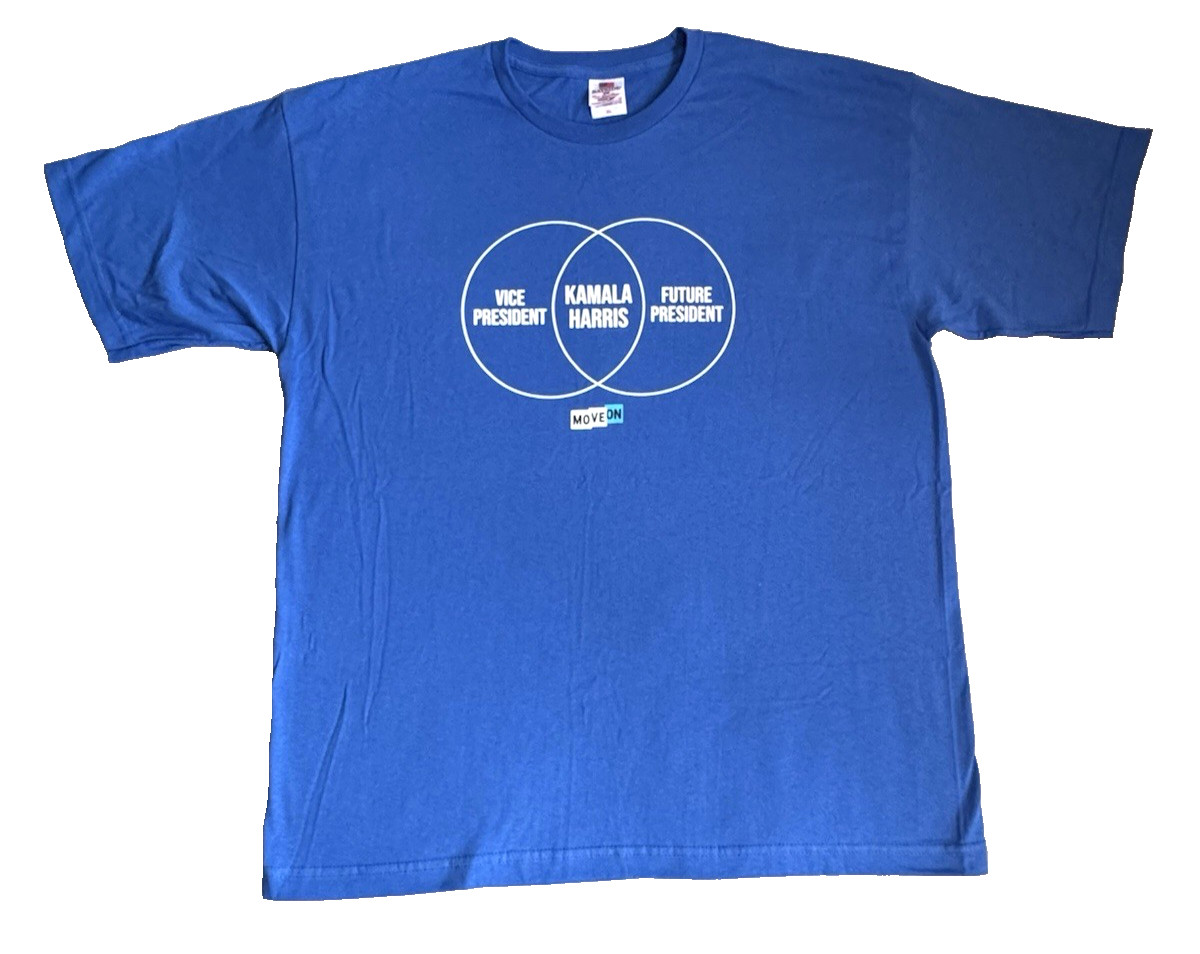 Bayside Unisex XL Kamala Harris T-Shirt Preshrunk Cotton Blue Move On President