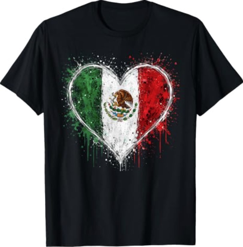 Mexico Flag Heart T-Shirt