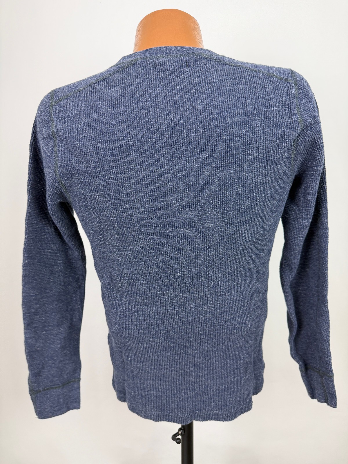 Wallace Barnes Shirt Men Medium Waffle-Knit Henley Thermal Minimal Heather Navy