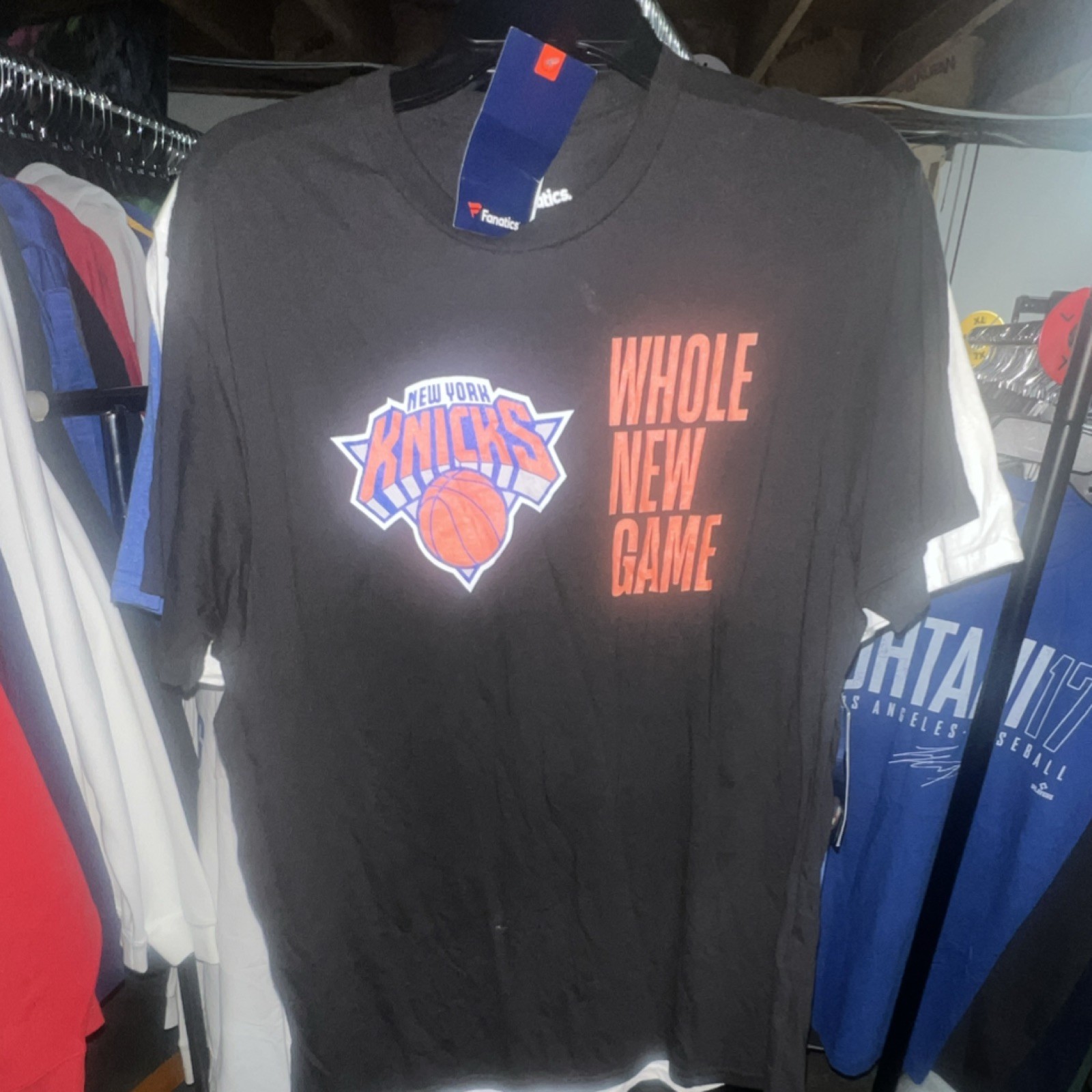 Fanatics New York Knicks Whole New Game Black T-Shirt NBA Basketball Size L NWT
