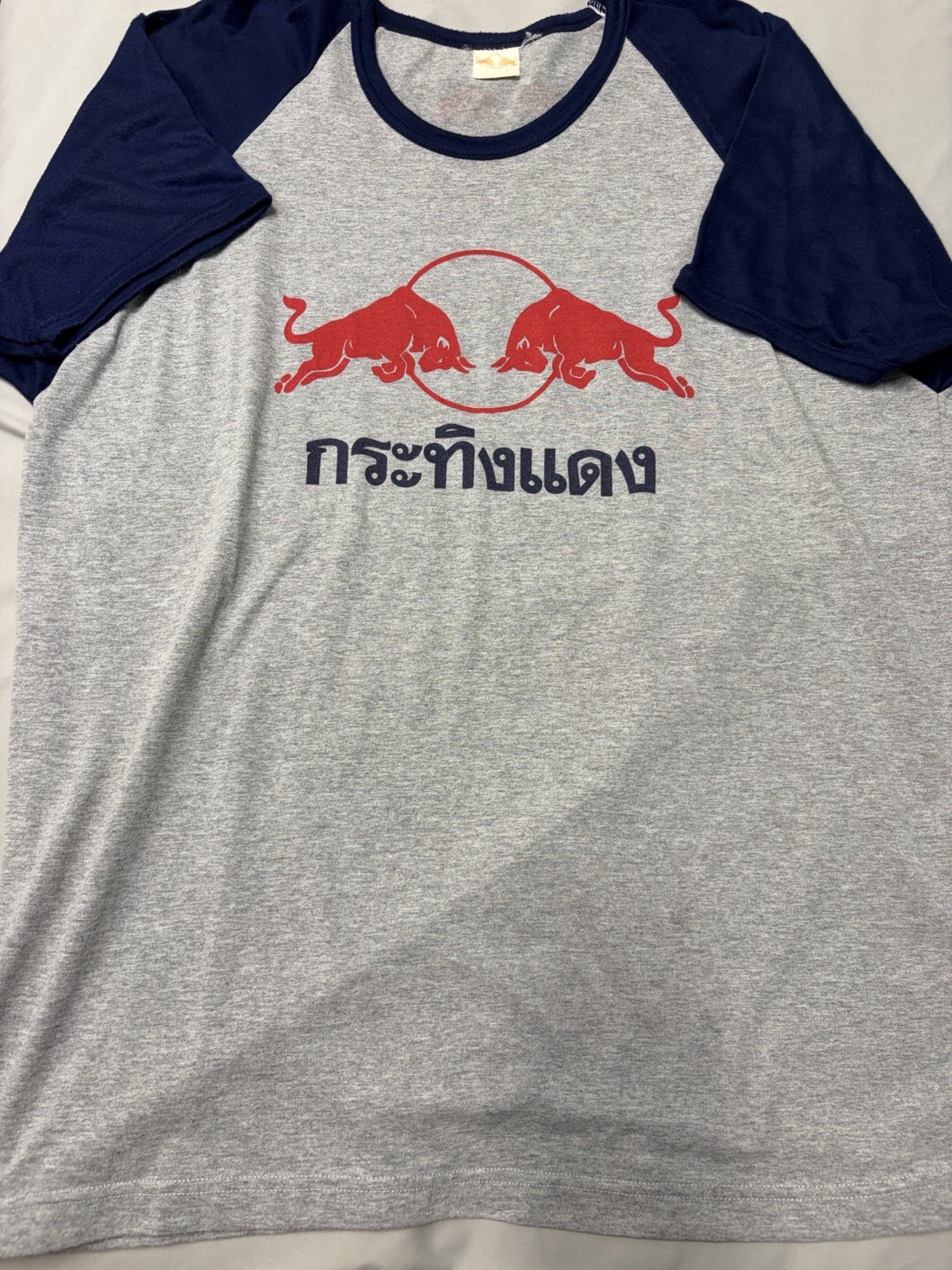 Vintage Authentic Red Bull Thailand Graphic Ringer Tee T Shirt Size XL