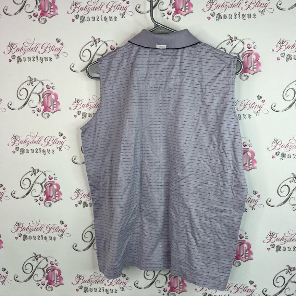 TEHAMA polo sleeveless tank top stripes dotted Lavender Sleeveless Blouse