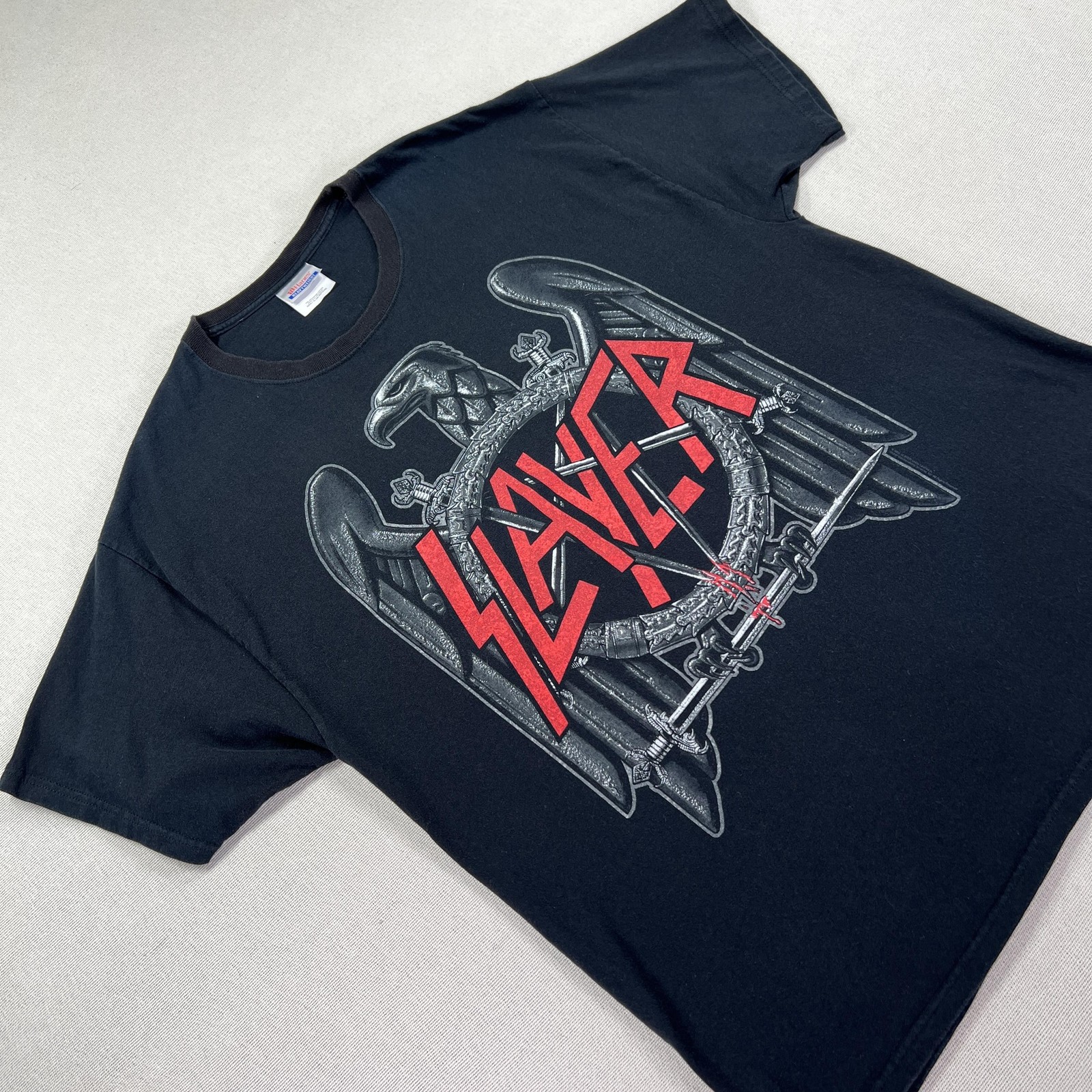 Slayer Shirt Mens XL Black Hanes Heavyweight 2010 Tour Band Tee Back Hit