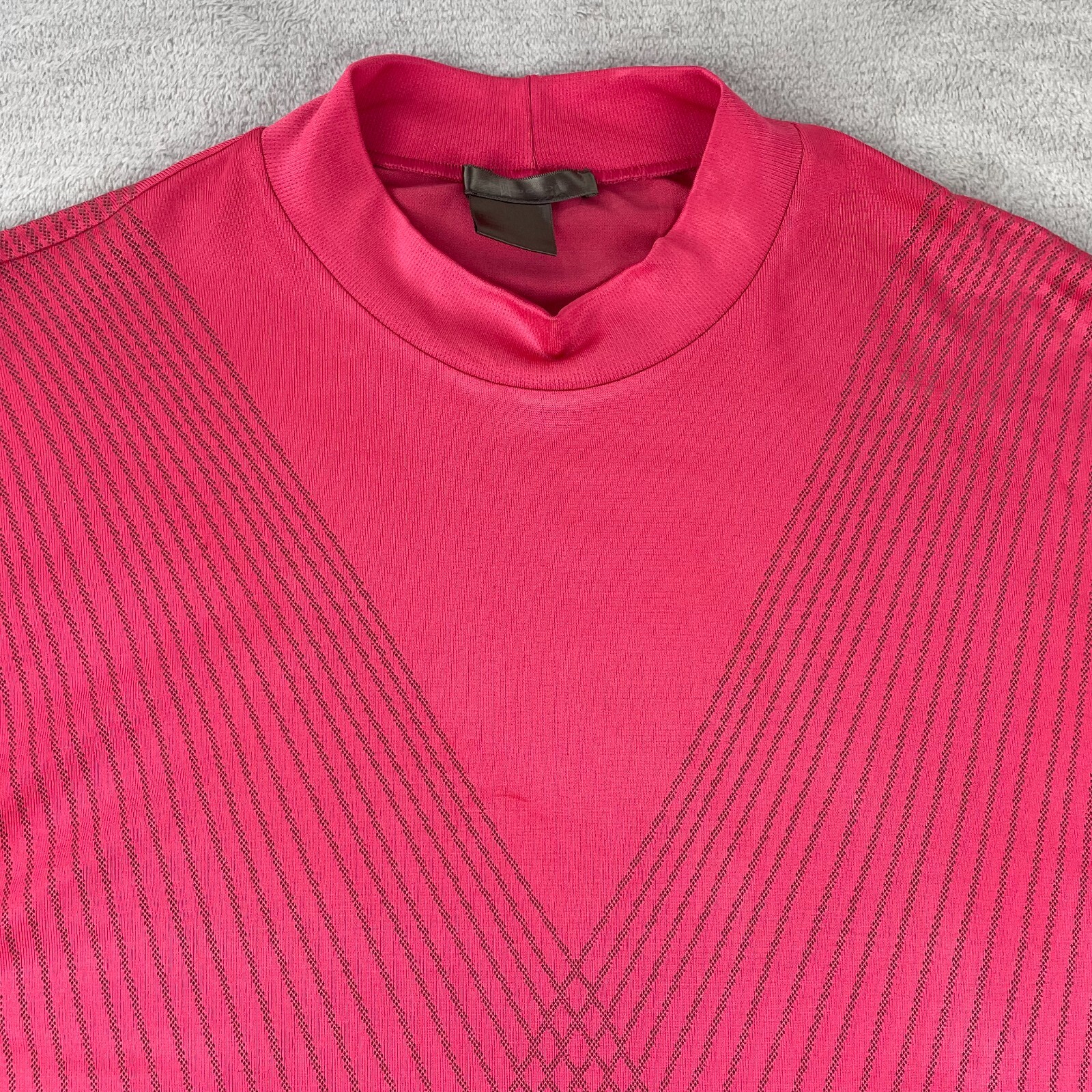 Nike Tiger Woods T Shirt Men Large Pink Geometric Performance Short Sleeve Golf