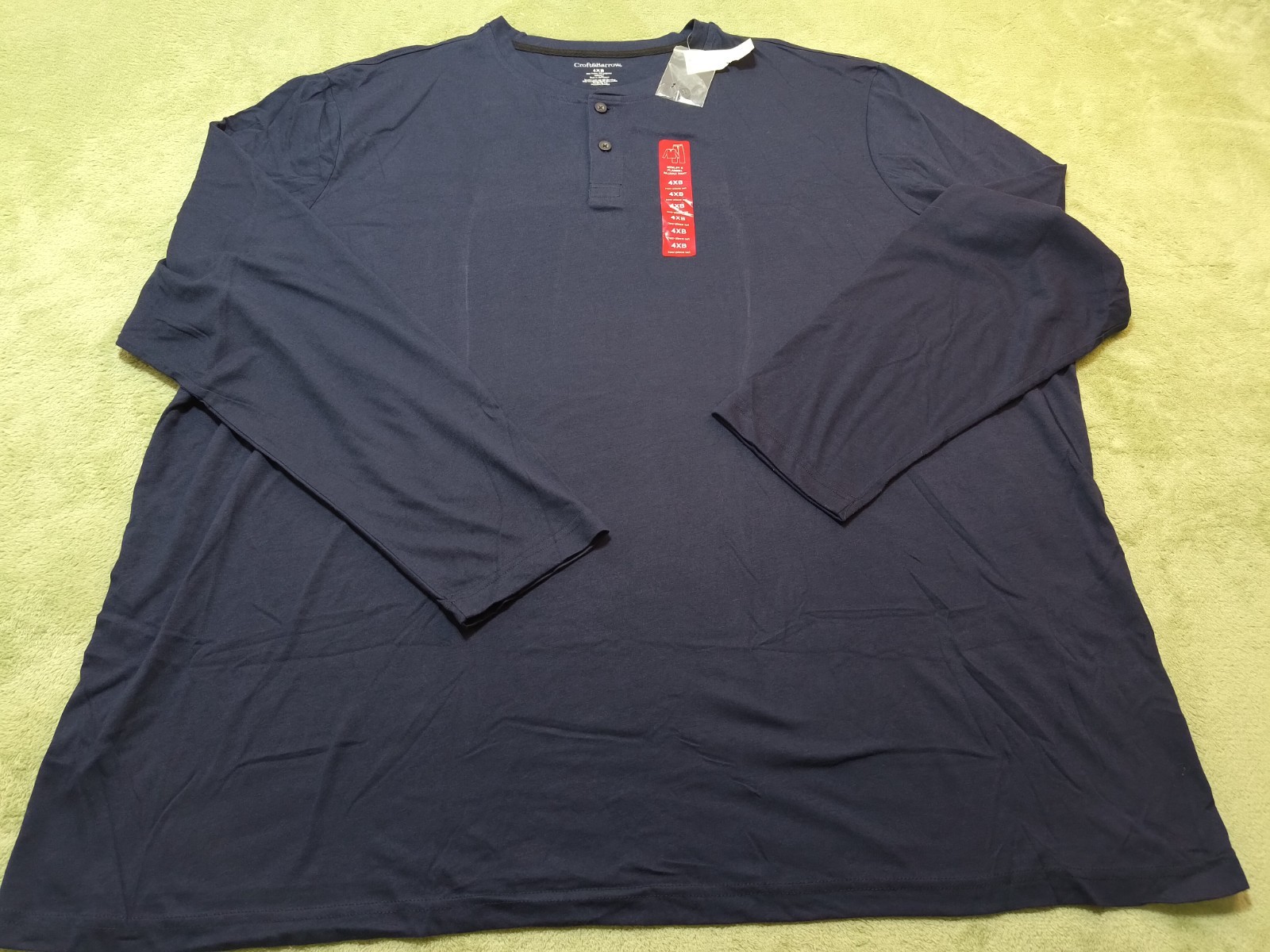 NWT Croft & Barrow Men&rsquo;s 4XB Navy Henley Shirt Long Sleeve Lounge Big & Tall