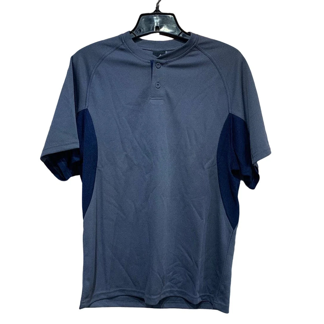 New Alleson Athletic Adult Baseball 2 Button Gray Polyester Short Sleeve Jersey