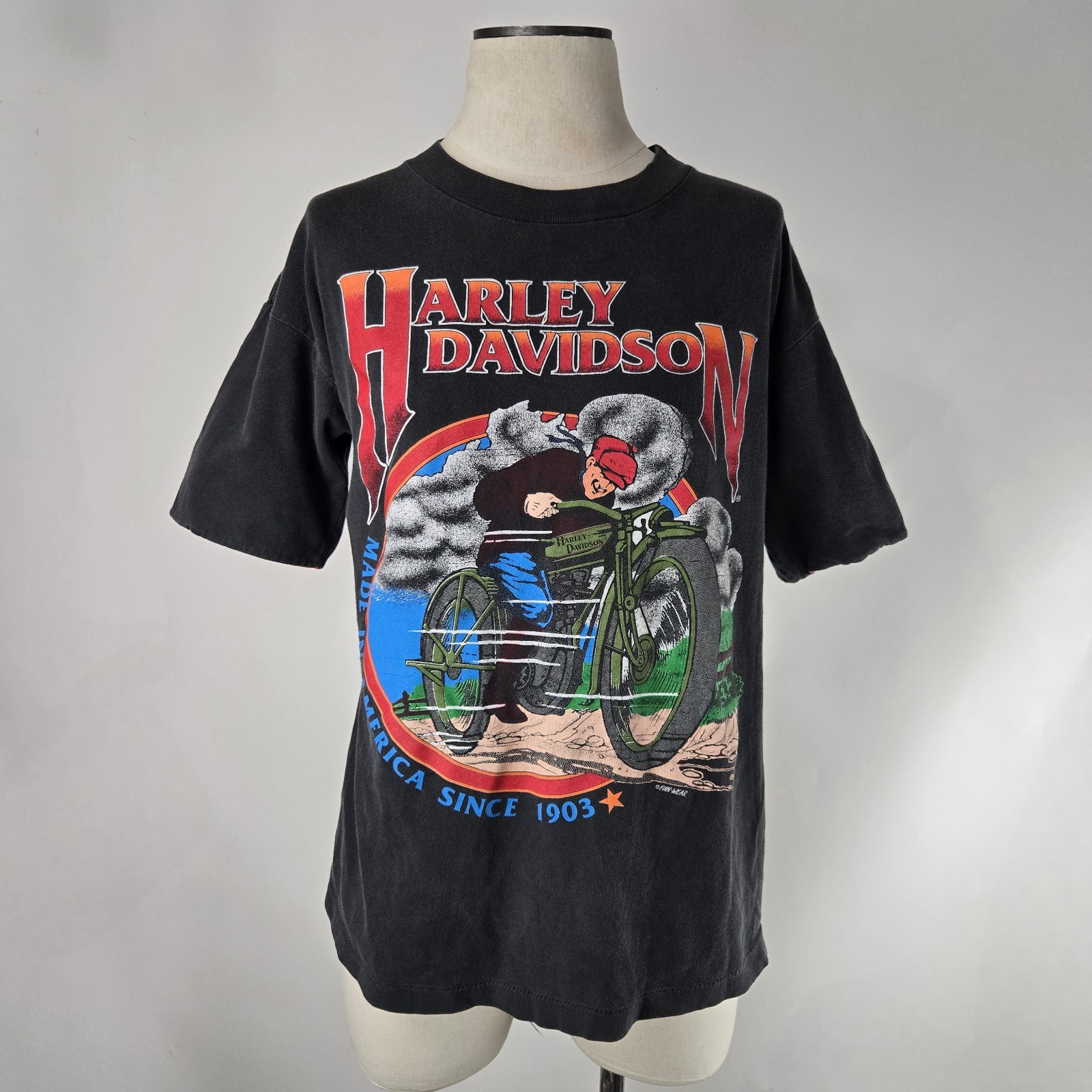 Vintage Harley Davidson Motorcycle T Shirt USA Made Fun Wear Sz M Biker USA