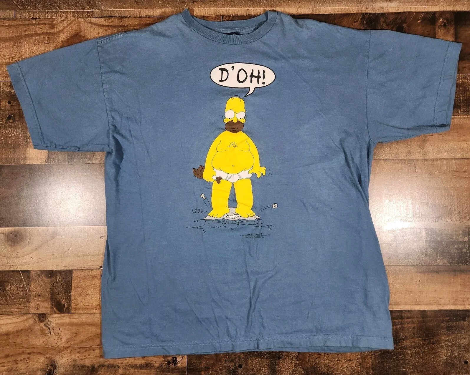 Vintage 90s Simpsons Shirt Mens XL Blue Homer Doh! Double Sided 1997 Overweight