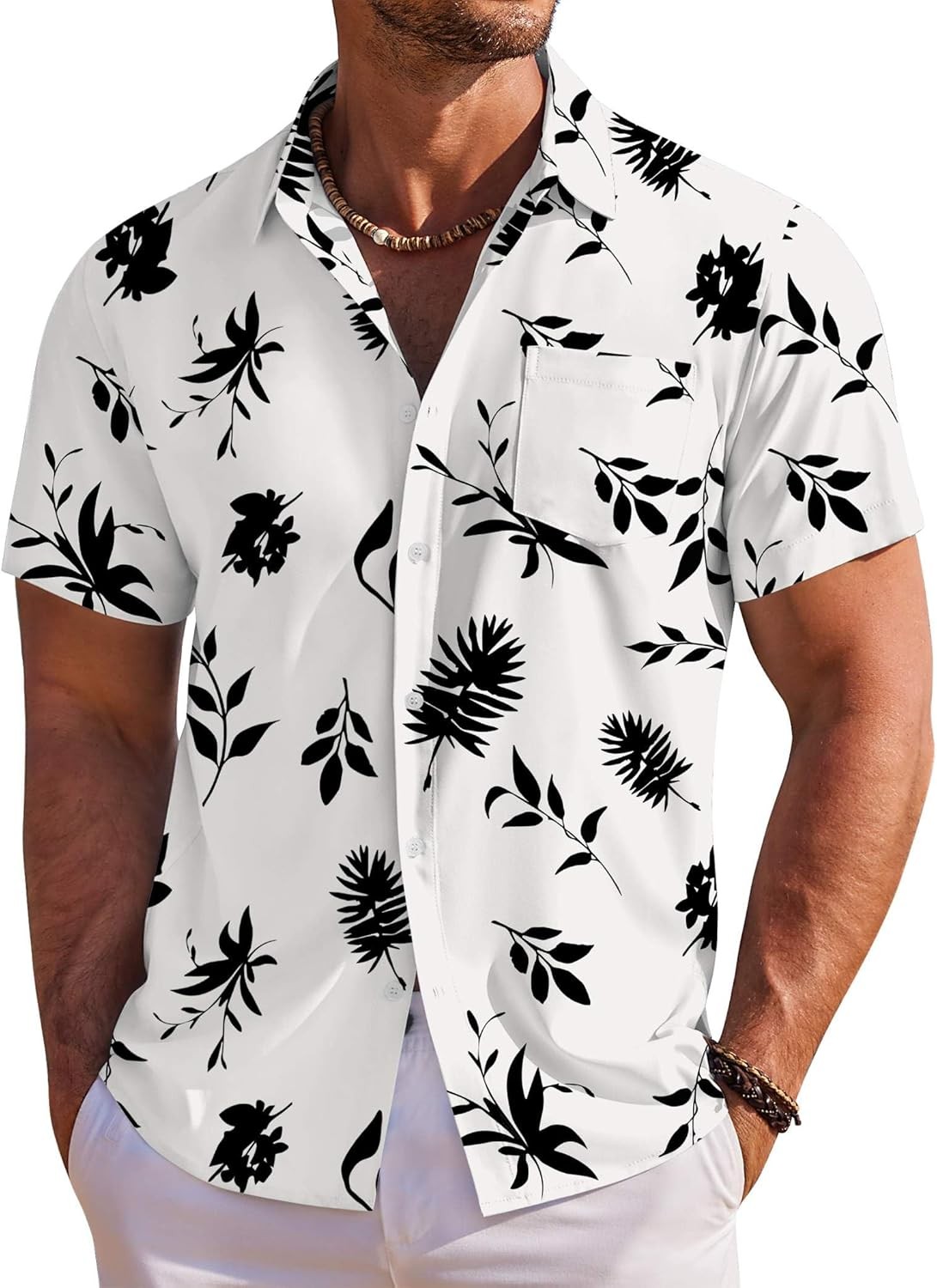 Men&rsquo;s Hawaiian Shirt Short Sleeve Floral Button Down Tropical Beach Holiday Top