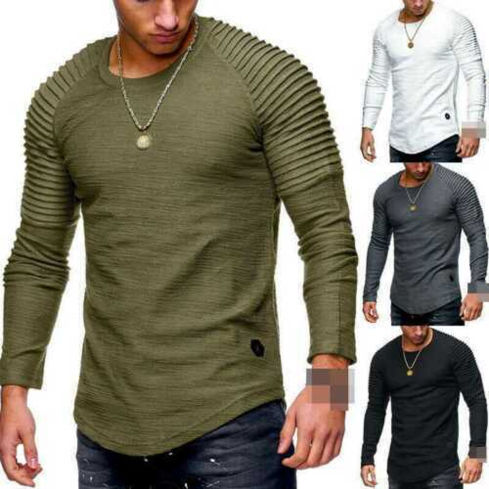 Blouse Tops Muscle Long Casual Slim Fit Tee Sleeve O Neck Men&rsquo;s T-shirt S-3XL