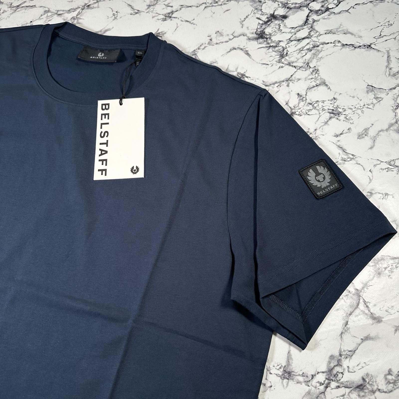 BELSTAFF Mens Deep Navy Blue Thom Sleeve Logo T Shirt SIZE 3XL BNWT Authentic