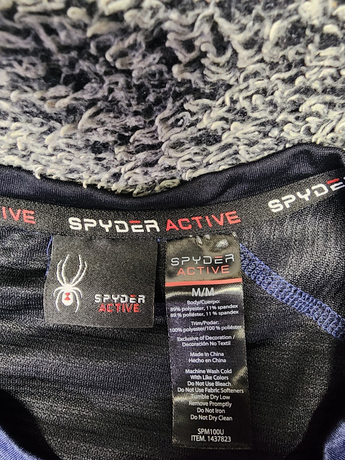 SPYDER ACTIVE Mens Medium Shirt Pro Web Workout Performance Long Sleeve Blue