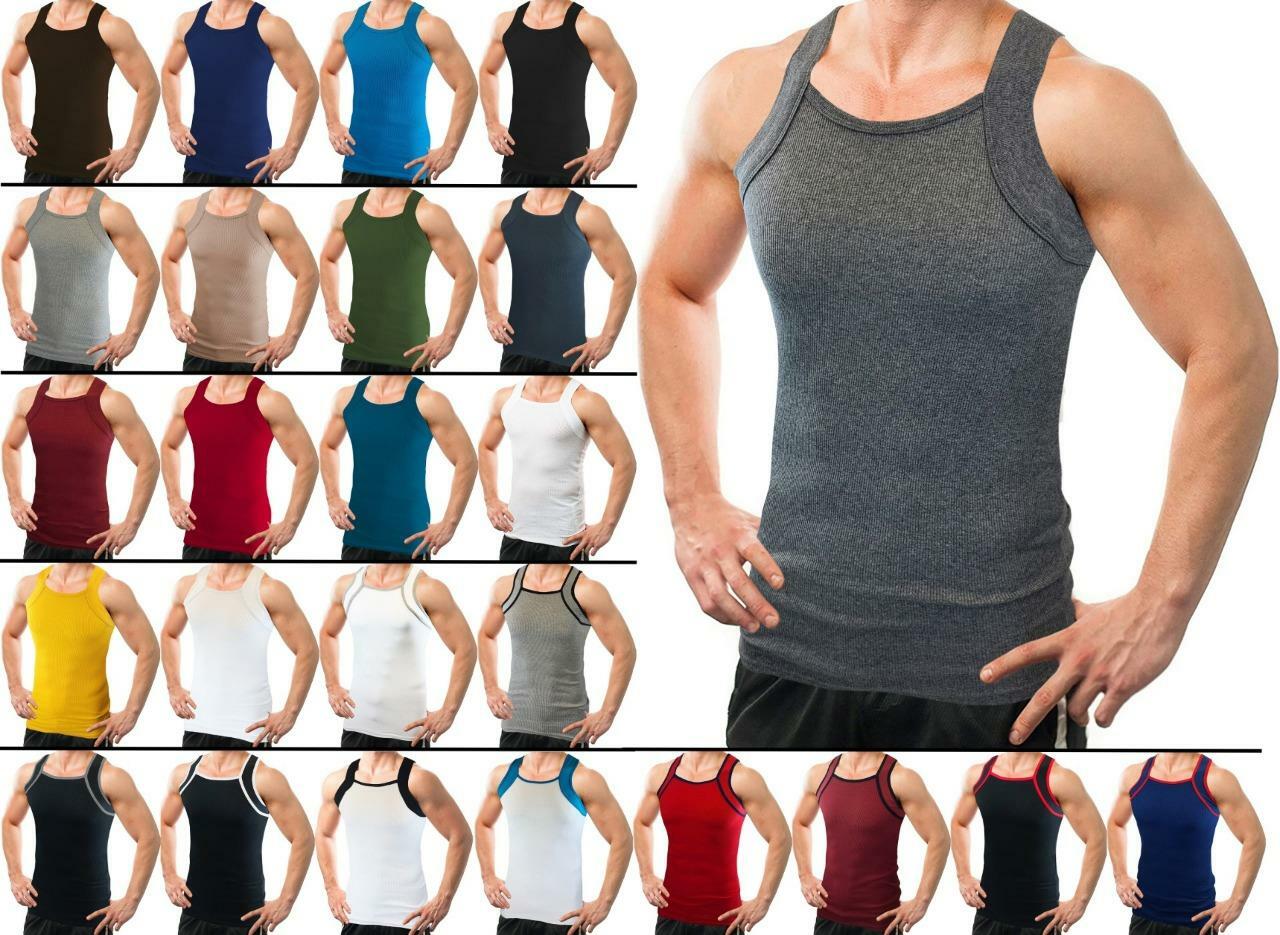 15 Pack Assorted Color Bulk Lot Men Square Tank Top A-shirts