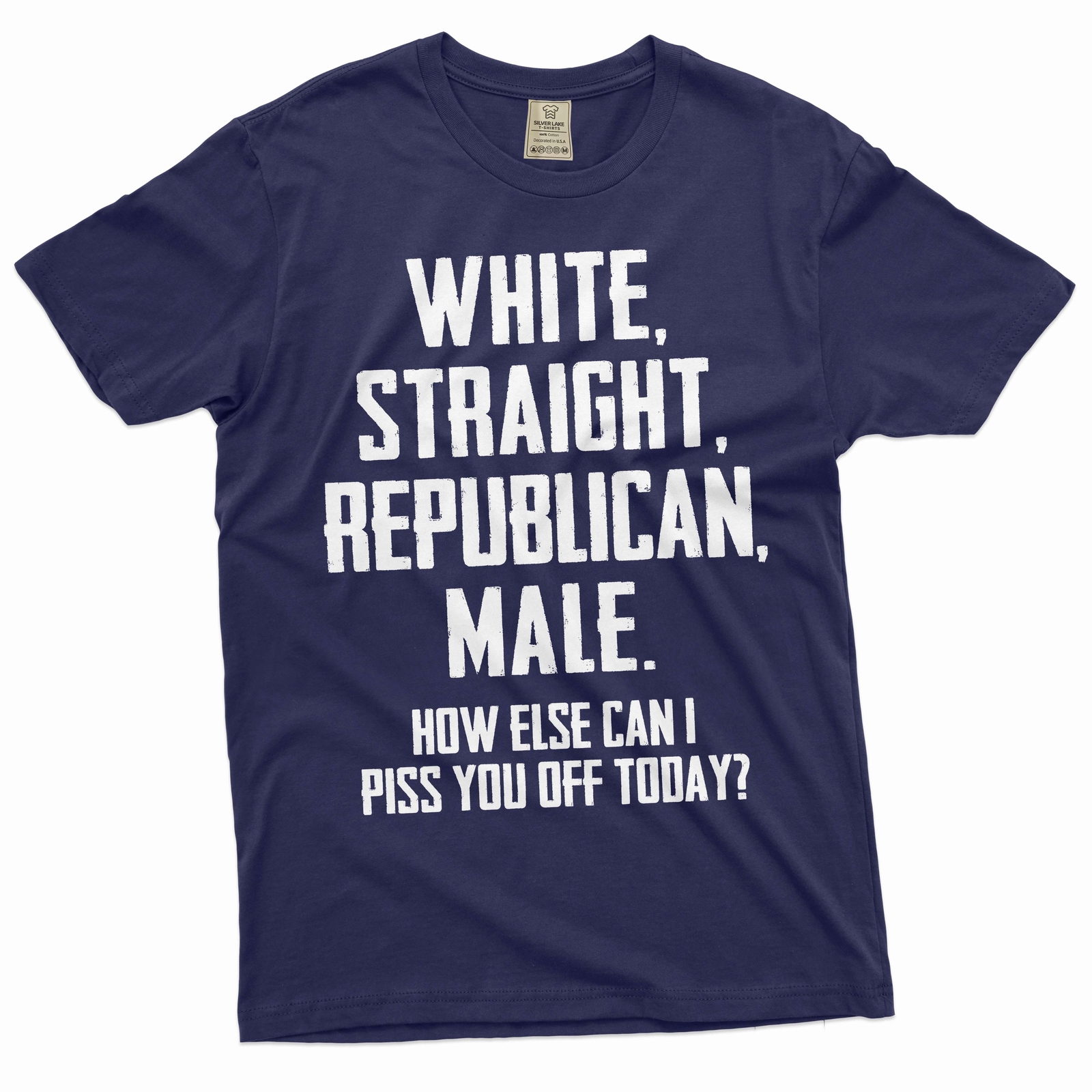 Men&rsquo;s Funny Shirt White Straight Republican Male Shirt Dad Grandpa Patriotic Tee