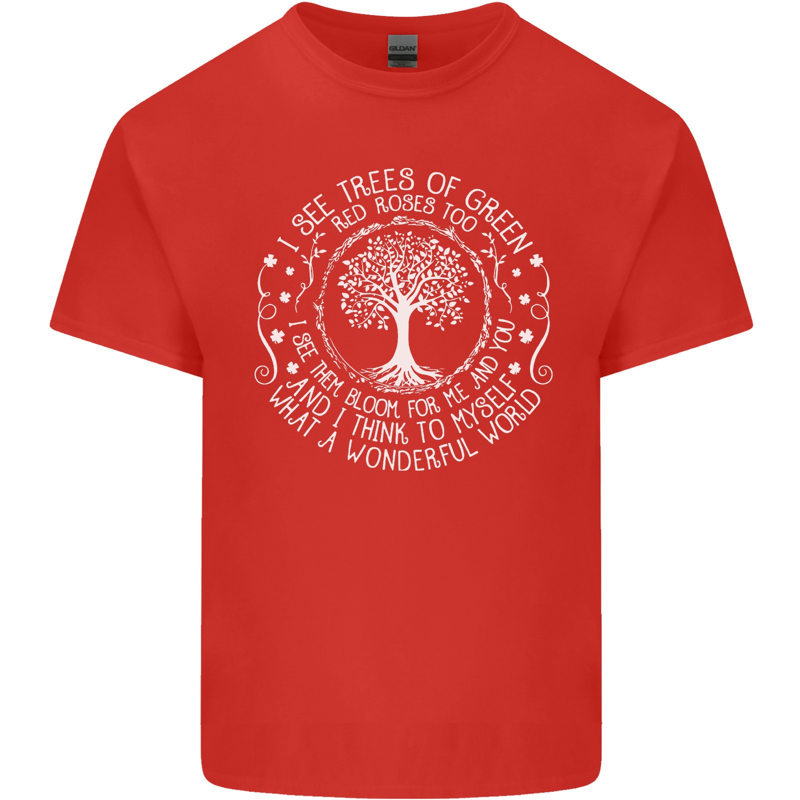 Trees What a Wonderful World Environment Mens Light Cotton T-Shirt