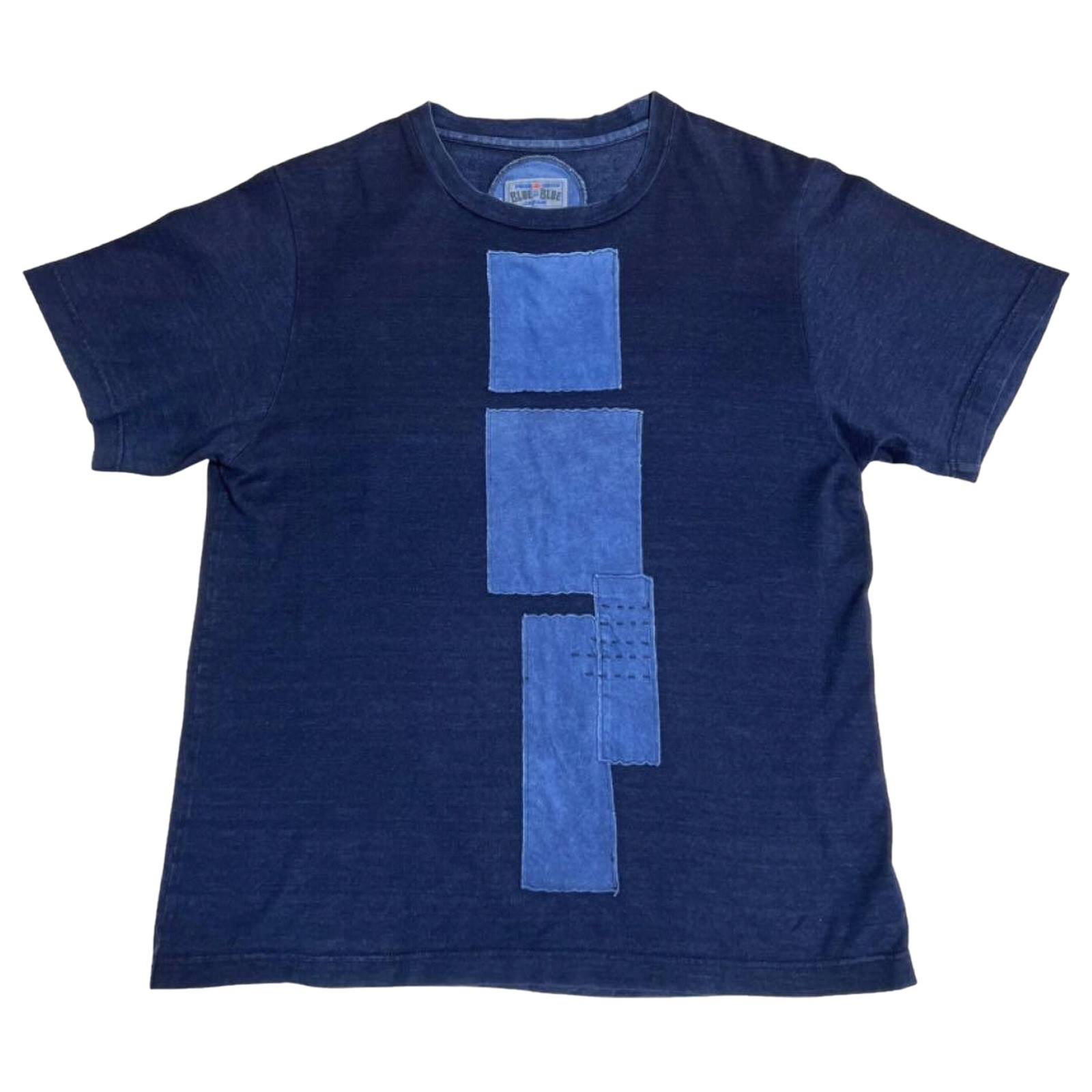 BLUE BLUE JAPAN Indigo Patchwork T-Shirt Size 2 Cotton Made in Japan F/S