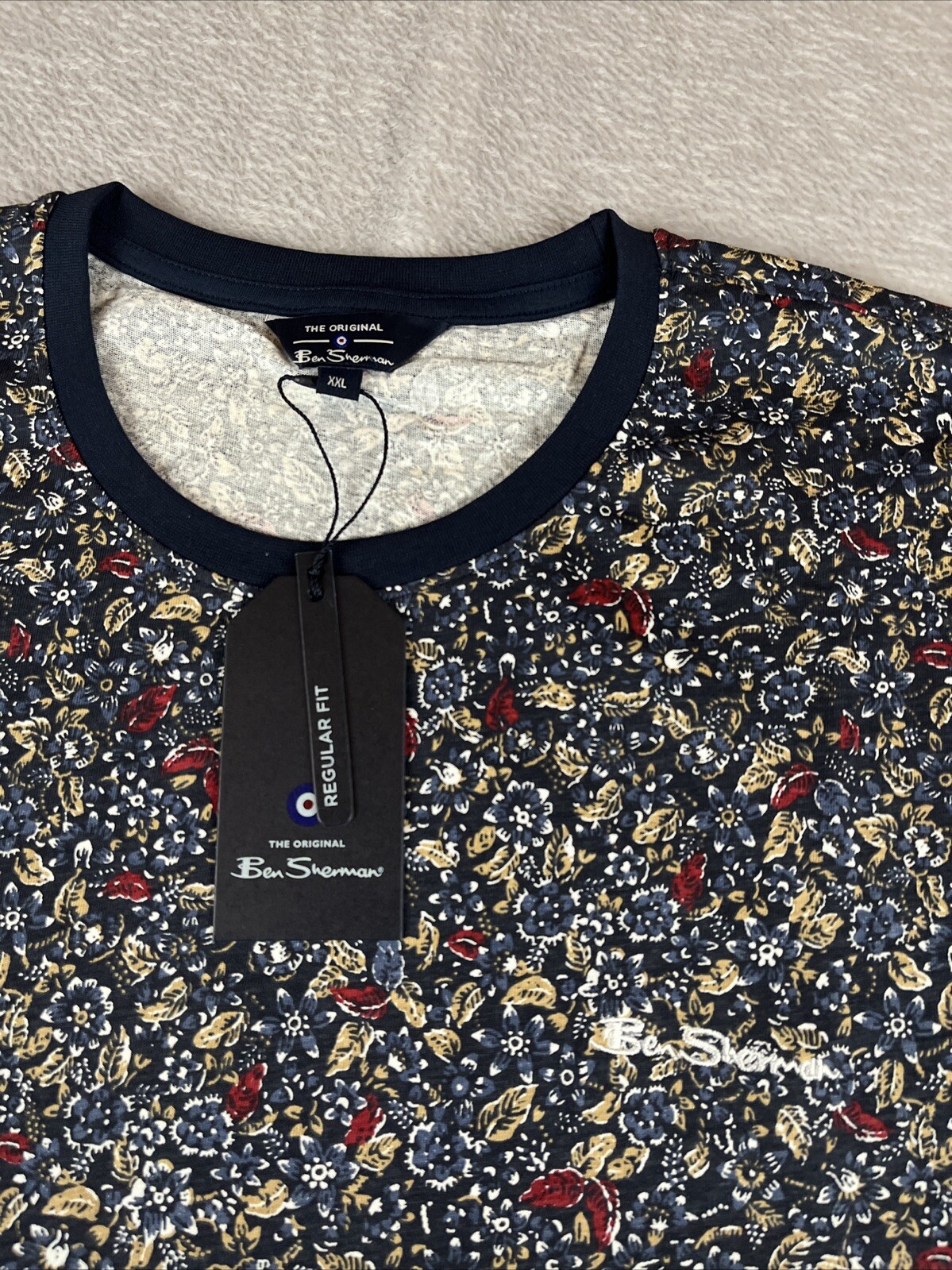 Ben Sherman mens blue Short Sleeve floral tshirt size XXL