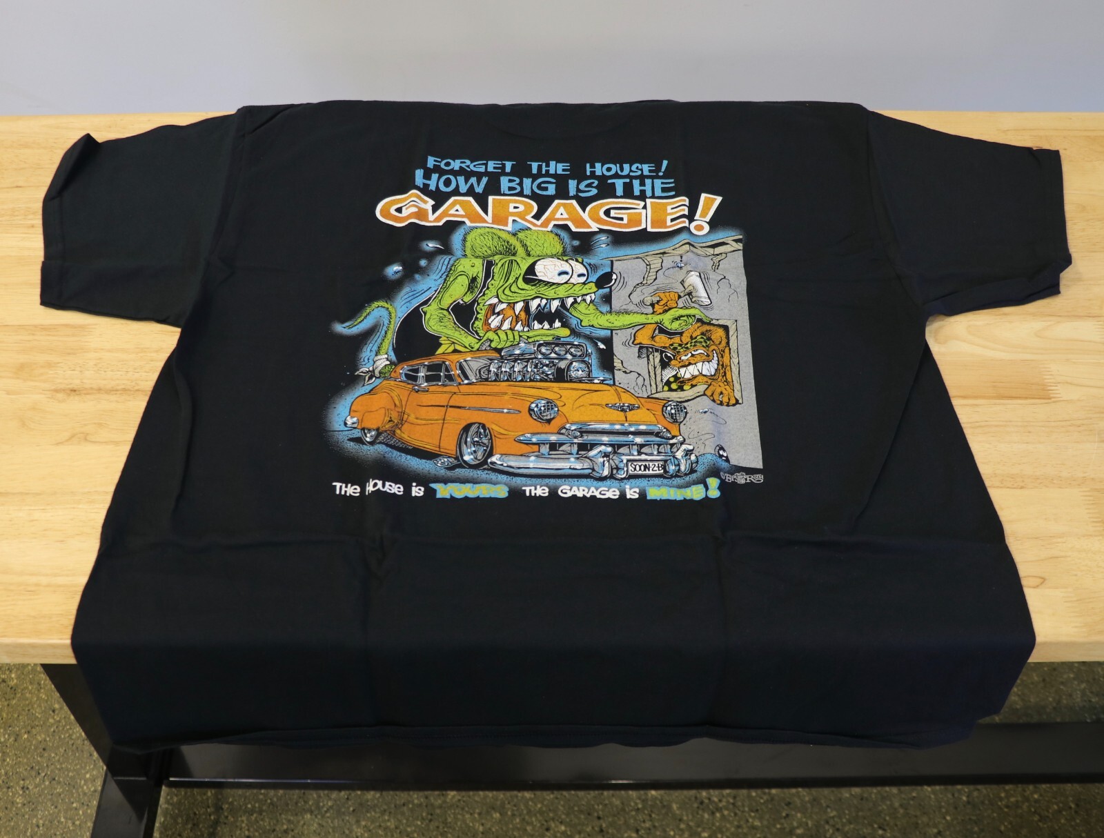 Men&rsquo;s Ed Big Daddy Roth Rat Fink How Big Garage Black Cotton T-Shirt M-3XL RFB8