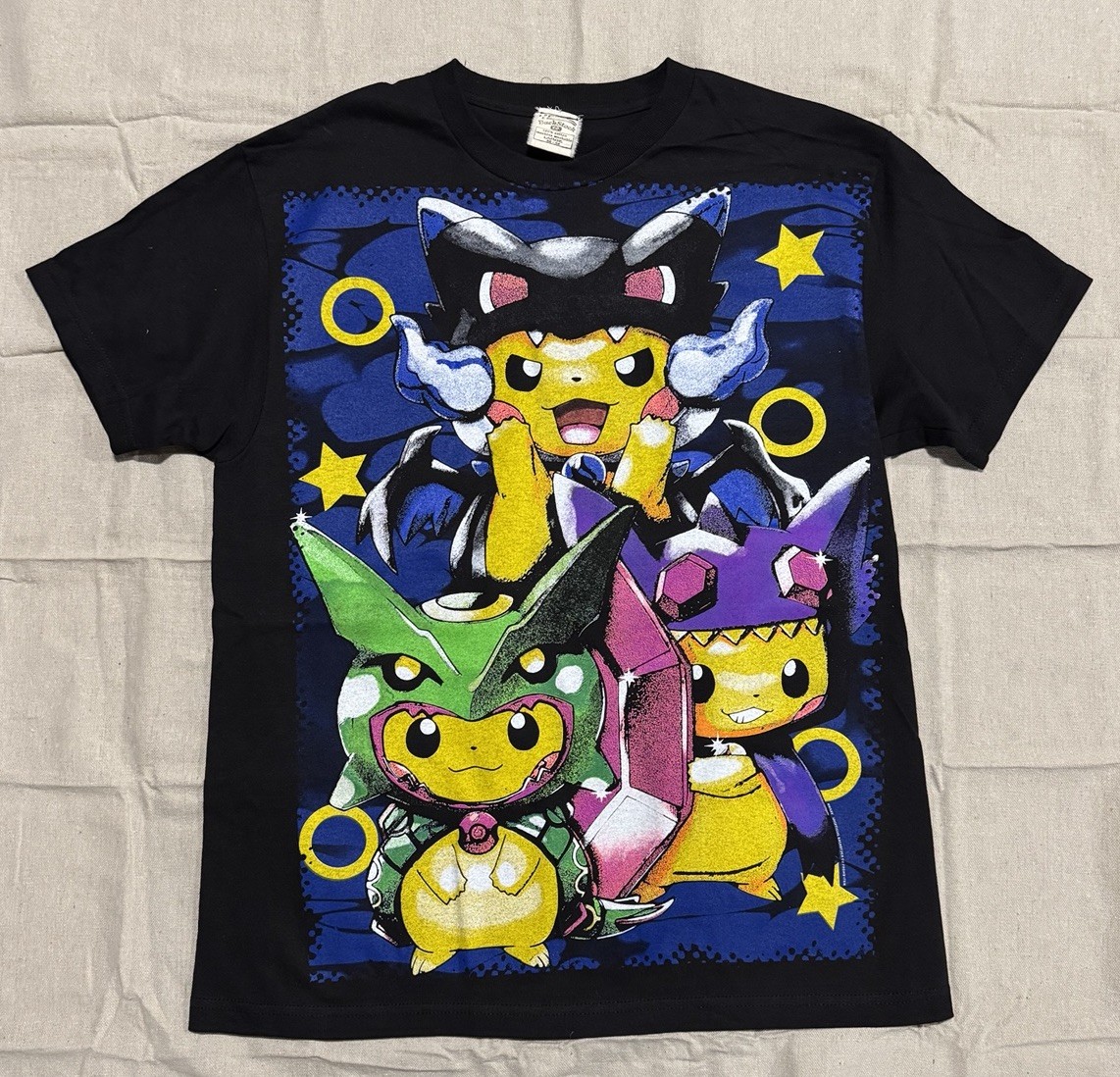 Backstock Co Poncho Pikachu Tshirt Short Sleeve Pokemon AOP Mens L Double-Sided