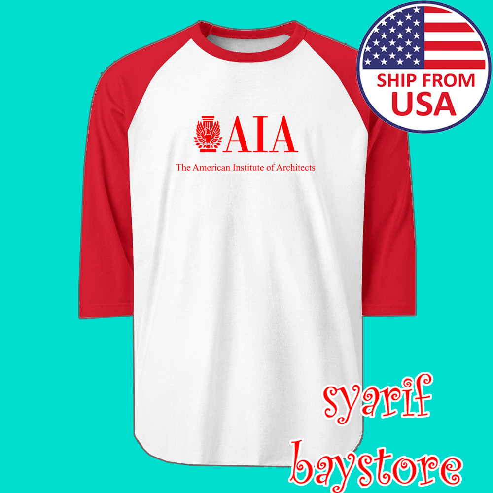 AIA American Institute Of Architects Men&rsquo;s Raglan White Red Size S to 2XL
