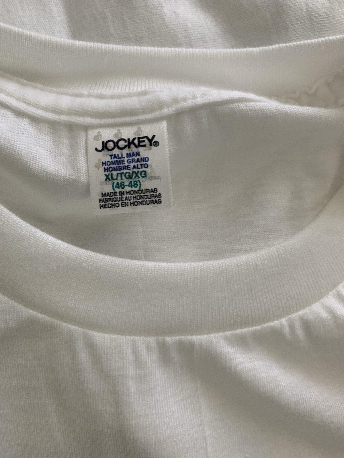 Vtg 2 Pack Jockey Mens White Cotton T-Shirts Tall Man Crew Neck 2000 XL 46-48