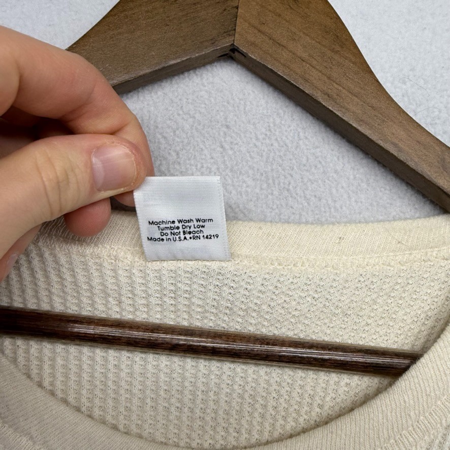 Vintage Deep North Thermal Shirt Mens Large Beige Tan Waffle Base Layer Thin 90s